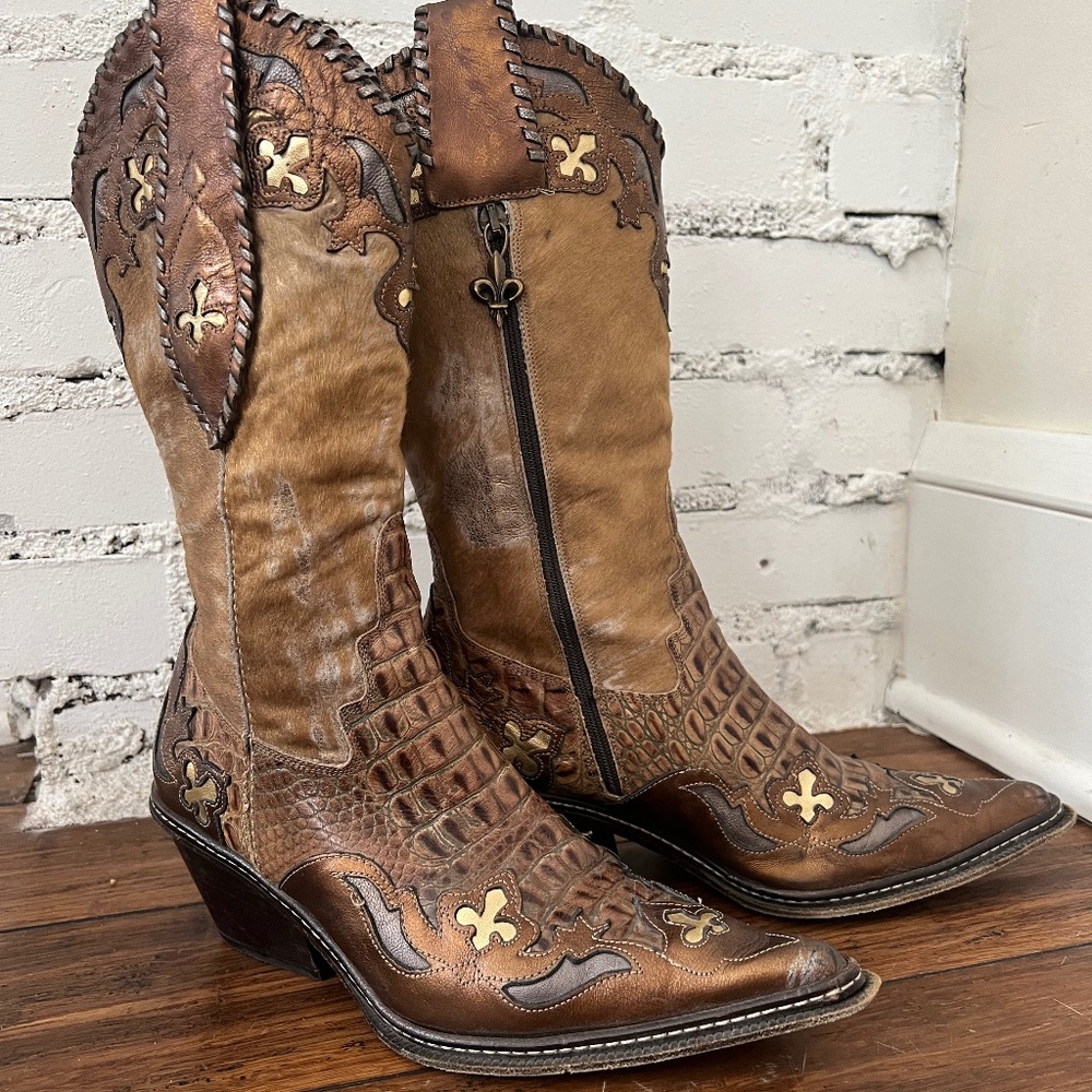 Donald J Pliner - Western Couture Collection - Natural Grain Leather Boots